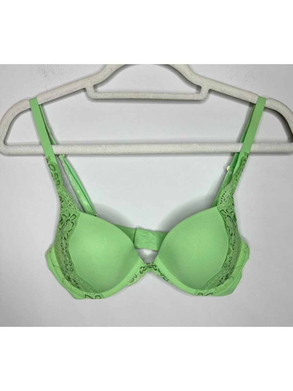 Victoria's Secret Angels 34B Green Lace Infinity Edge Push Up Bra Coquette Y2K